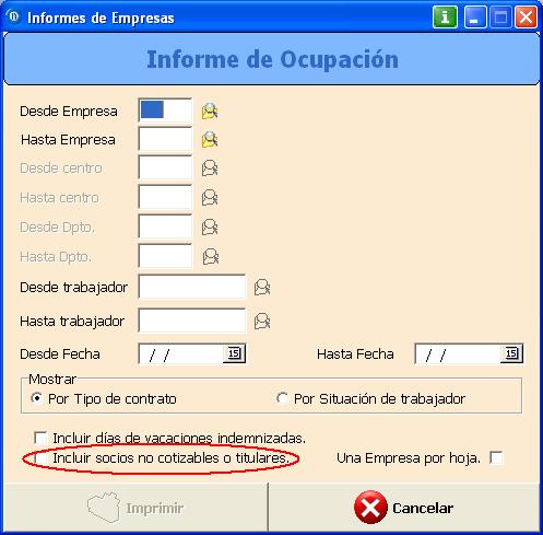 Informe ocupación