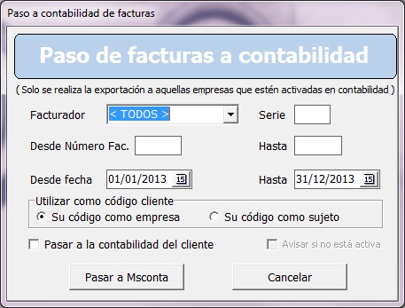 Pasar facturas a MsConta