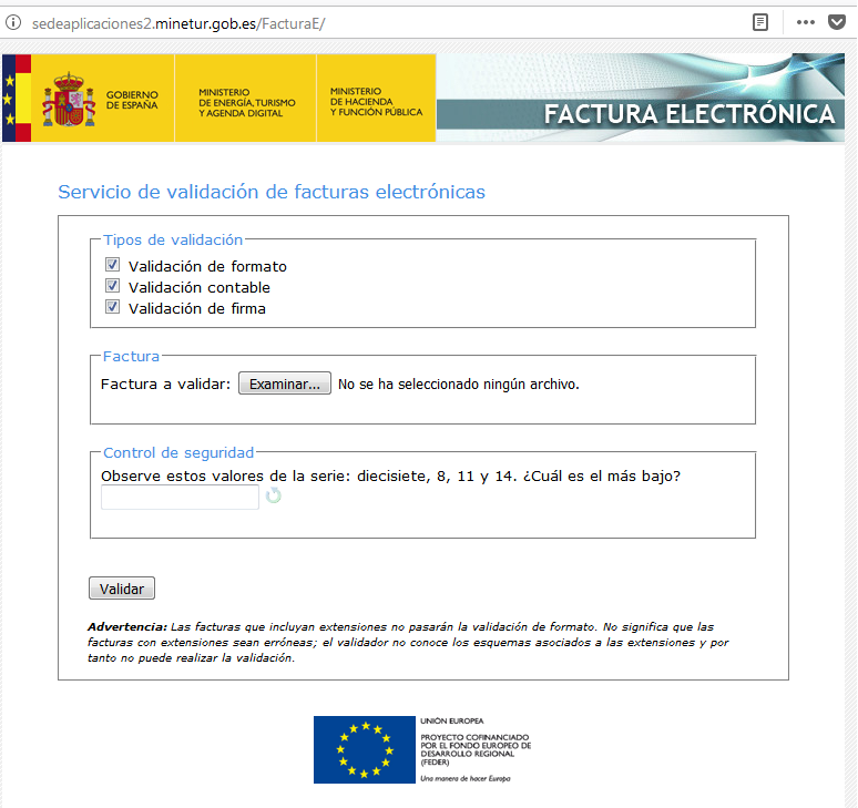 comprobación de incidencias en formato incorrecto de factura